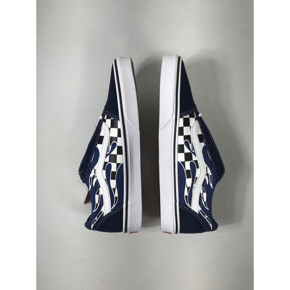 Vans Men's NIB Blue Checker Flame Skate Low Top Lace Up Shoes Sneakers Ward - Picture 9 of 13